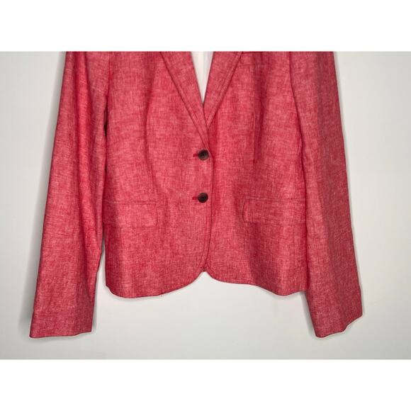 J. Crew Linen Blend Single Breasted Schoolboy Blazer Heathered Red Womens 14 NWT - Picture 4 of 8